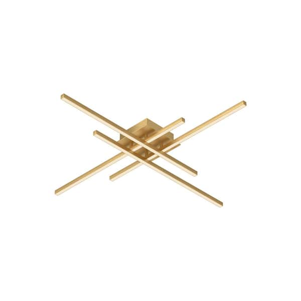 KUZCO Vega Minor 32 in. 1 Light 46-Watt Brushed Gold Integrated LED Flush Mount