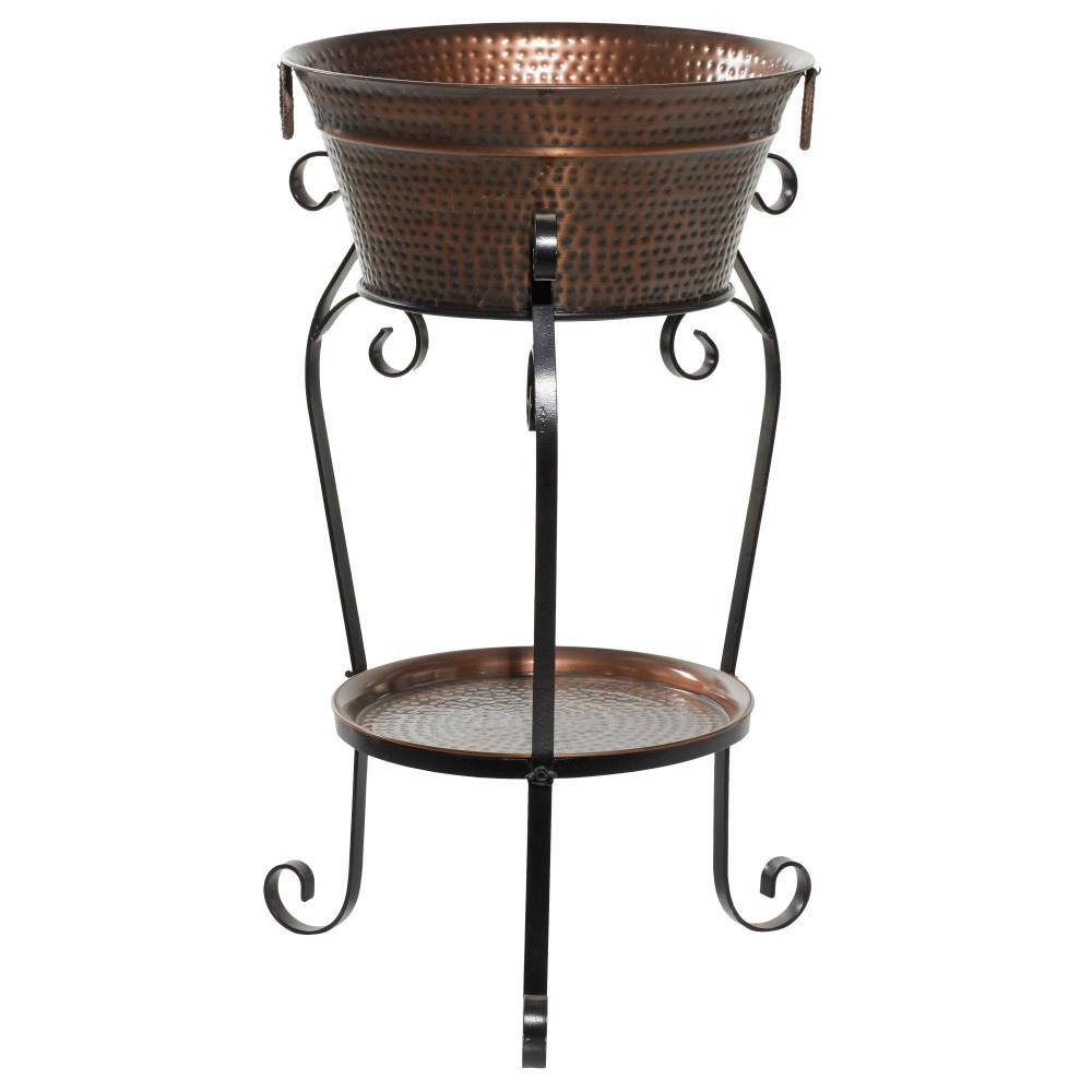 XL Copper Finish Metal Ice Bucket with Stand
