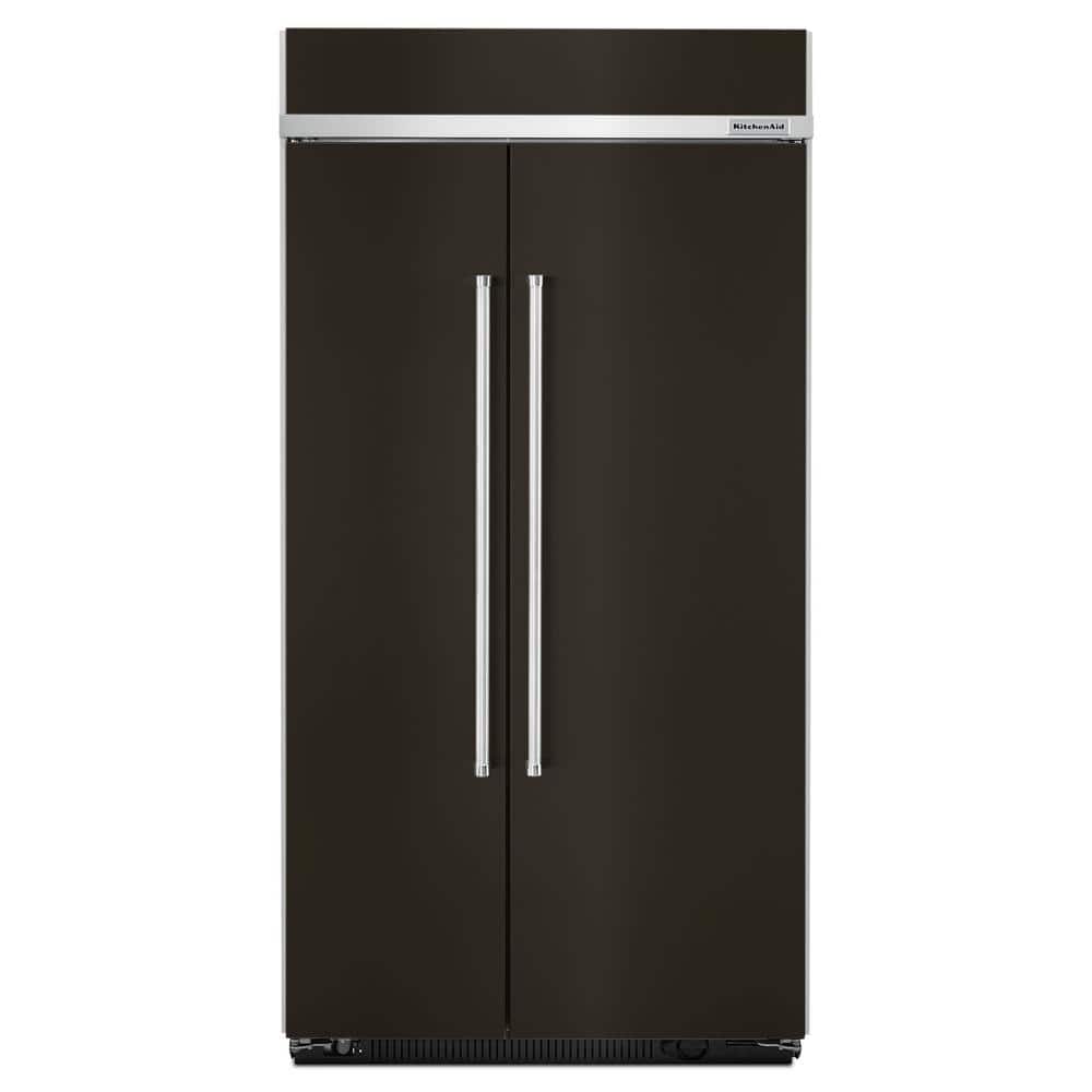 KitchenAid 25.5 cu. ft. Built-In Side By Side Refrigerator in Black Stainless with PrintShield, Black Stainless with PrintShield Finish -  KBSN602EBS