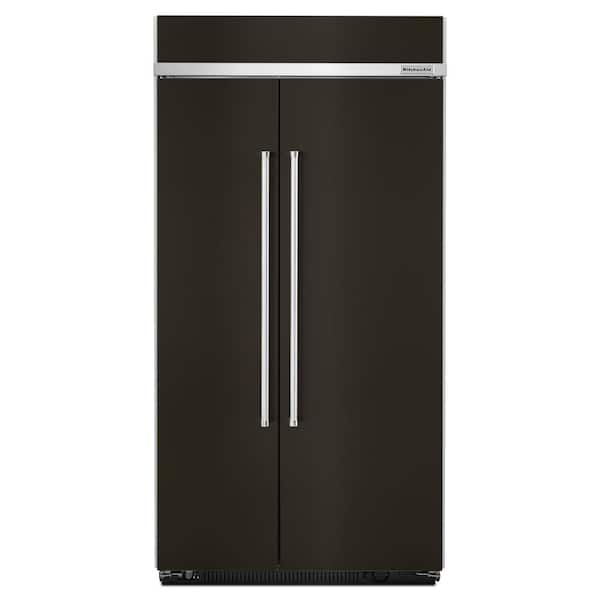 KitchenAid 25.5 cu. ft. Built-In Side By Side Refrigerator in Black Stainless with PrintShield