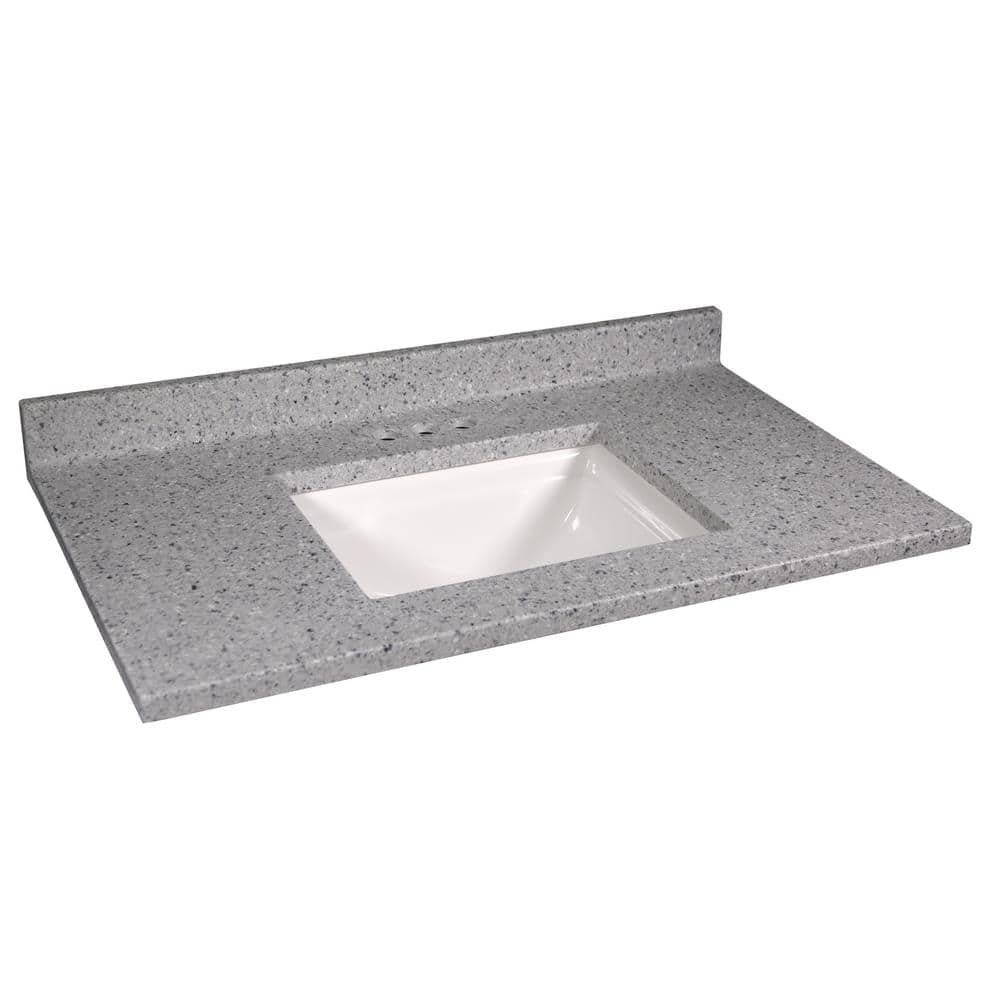 Design House 37 in. W Cultured Marble Vanity Top in Moonscape Grey with ...
