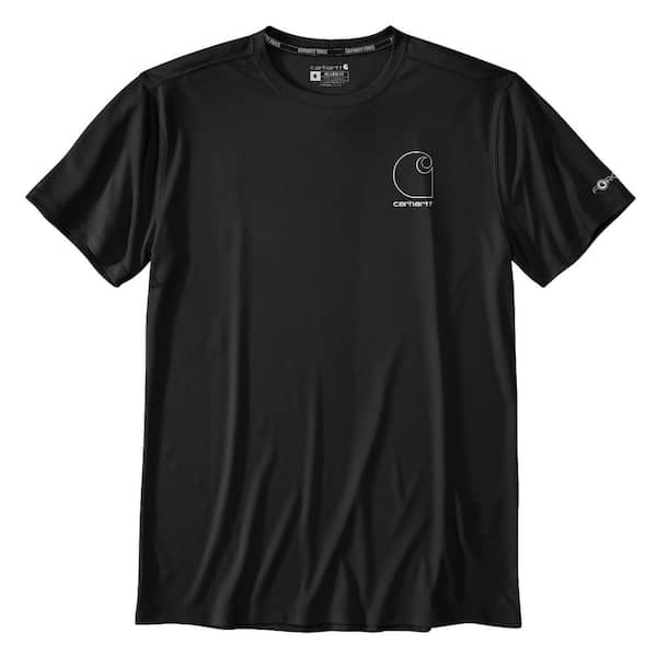 Carhartt Men's X-Large Black Polyester Force Sun Defender Lightweight Short-Sleeve Logo Graphic T-Shirt