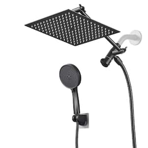 Rainfull 5-Spray Patterns 10 in. Wall Mount Dual Shower Head and Handheld Shower Head 2.2 GPM in Matte Black