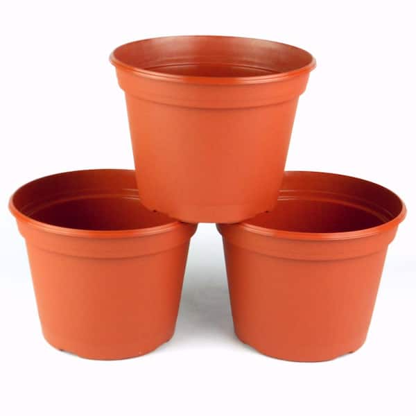TEKU 8 in. Terra Cotta Plastic Round Pot (3-Pack)