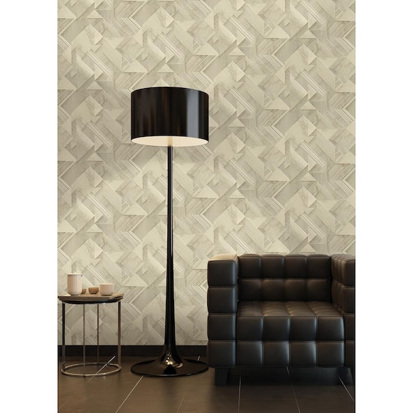 Cassian Beige Wood Geo Vinyl Non-Pasted Matte Wallpaper