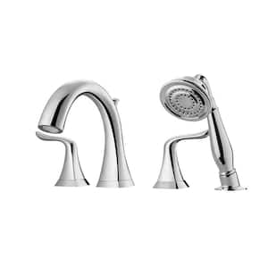 Claudius 2-Handle Tub Deck Mount Roman Tub Faucet with Hand-Held Shower in Polished Chrome