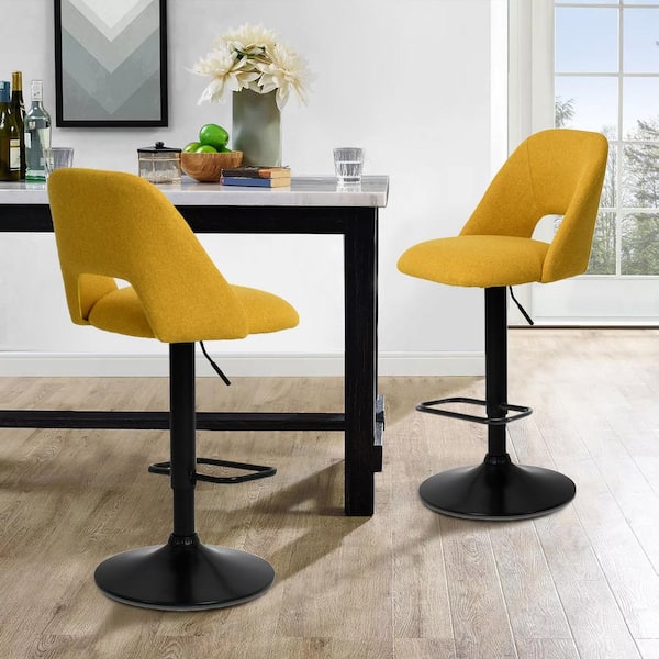 yellow adjustable bar stools