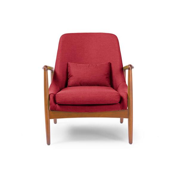 Baxton Studio Carter Mid-Century Red Fabric Upholstered Accent Chair