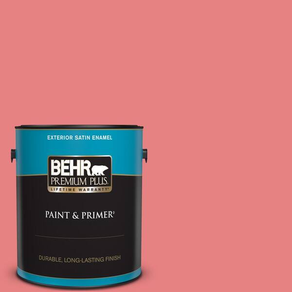 BEHR PREMIUM PLUS 1 gal. #P170-4 Sugar Poppy Satin Enamel Exterior Paint & Primer