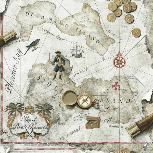 York Wallcoverings Brothers and Sisters V Pirates Map Wallpaper