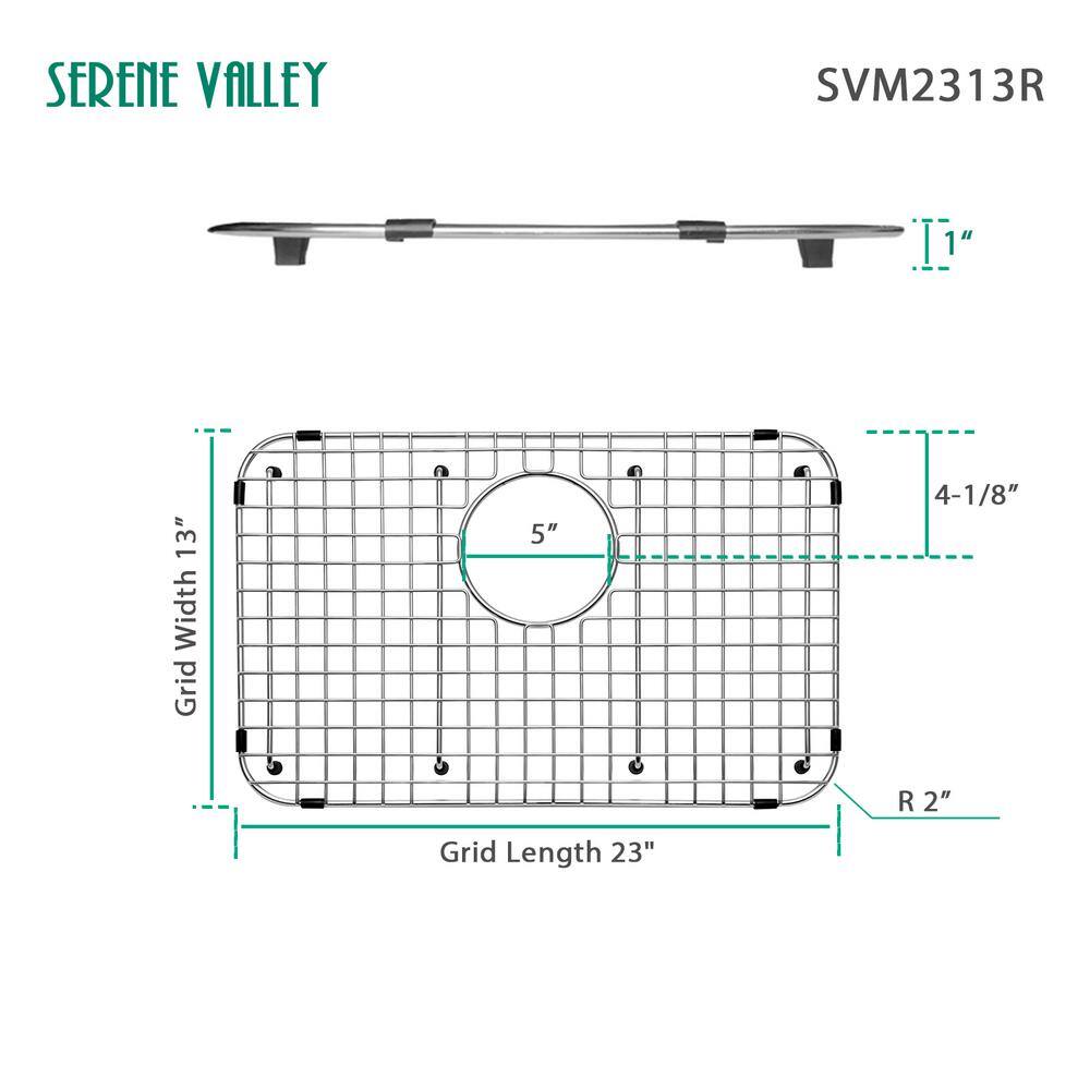 Heavy-Duty Stainless Steel Sink Grid with Rear Drain Opening