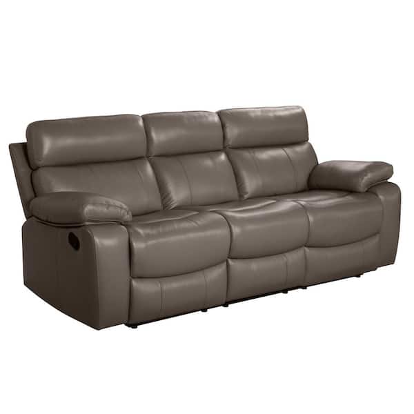 Unbranded Clay 87 in. W Slope Arm Leather Reclining Sofa in Gray