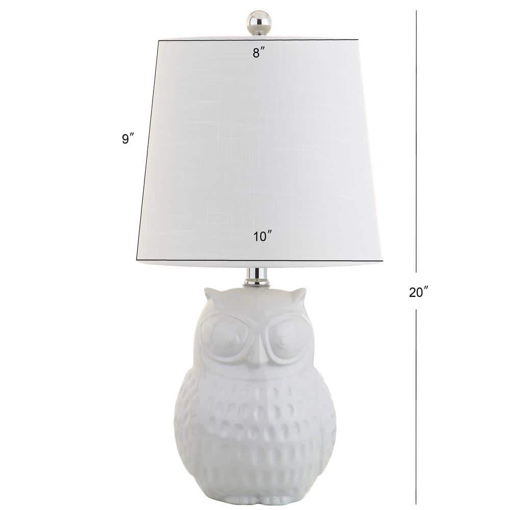 Hoot 20.5" White Ceramic Owl Mini LED Table Lamp