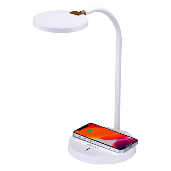 OttLite Infuse Adjustable LED Desk Lamp with Qi Charging, Three