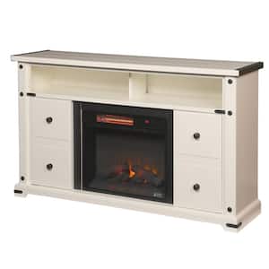 Brannen 60 in. Freestanding Industrial Media Console Electric Fireplace TV Stand in White
