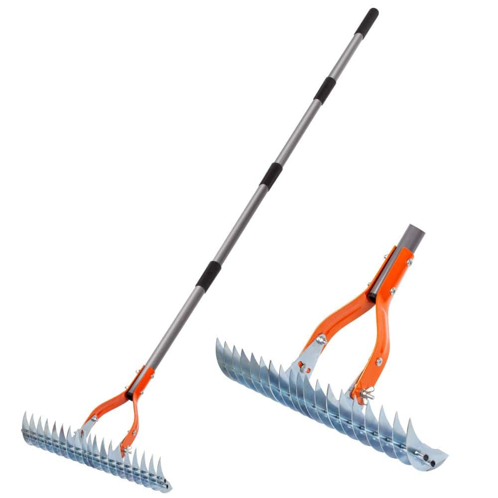 15 in. Thatch Rake Curved Steel Tines Orange 1-Piece EDA0117 - The Home ...