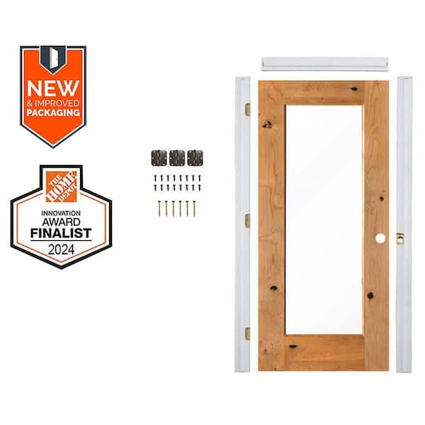 Assembly Required 36 in. x 80 in. Left-Hand 1-Lite Clear Glass Clear Stain Alder Wood Interior Door Kit w/ Separate Jamb