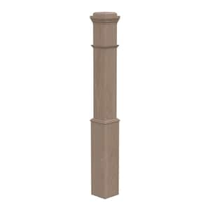 Stair Parts 4091 55 in. x 6-1/4 in. Unfinished White Oak Box Newel Post for Stair Remodel