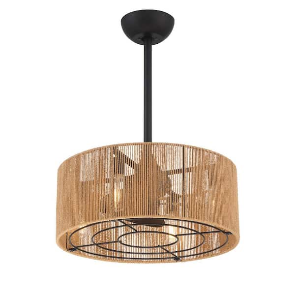 Montabel 22 in. Indoor Matte Black and Natural Ceiling Fan with Remote Control