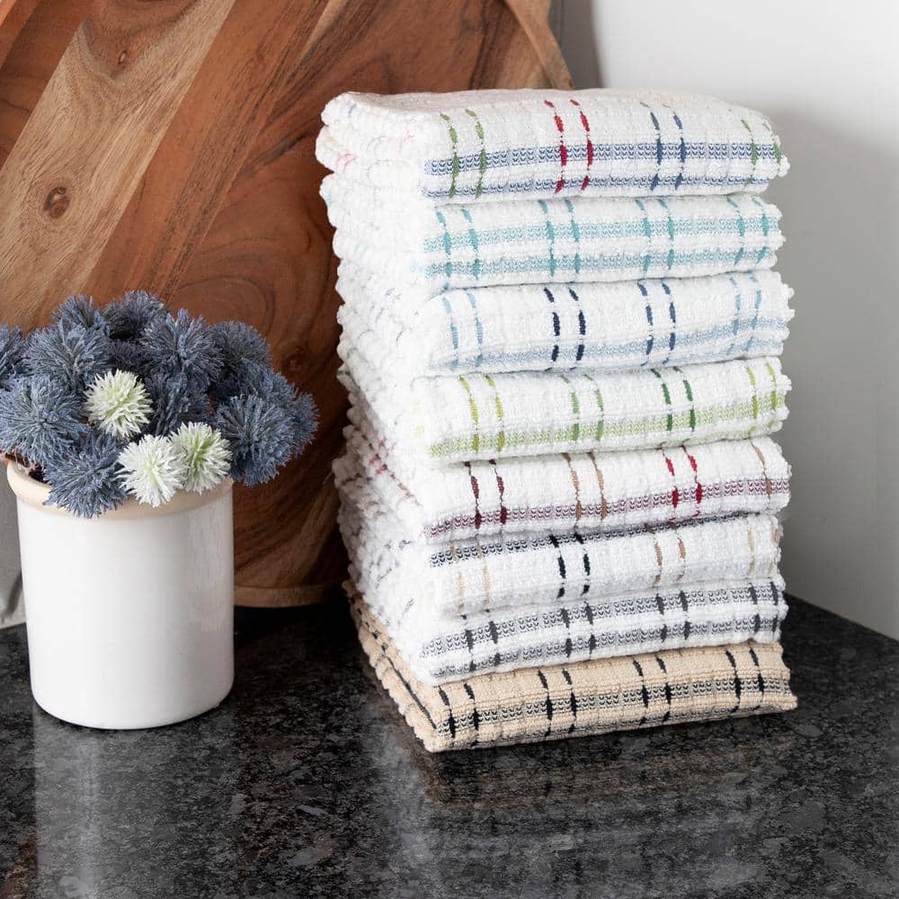 Latte Plaid Terry Cotton Kitchen Towel Set