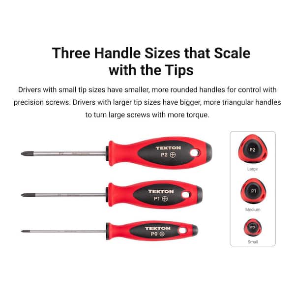 TEKTON Phillips and Slotted Screwdriver Set - 8 in. Shanks, 7