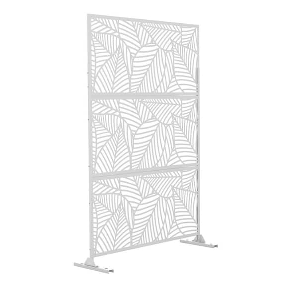 Tunearary 76 in. H Galvanized Steel White Outdoor Privacy Screen Privacy Garden Fence for Living room, Backyard