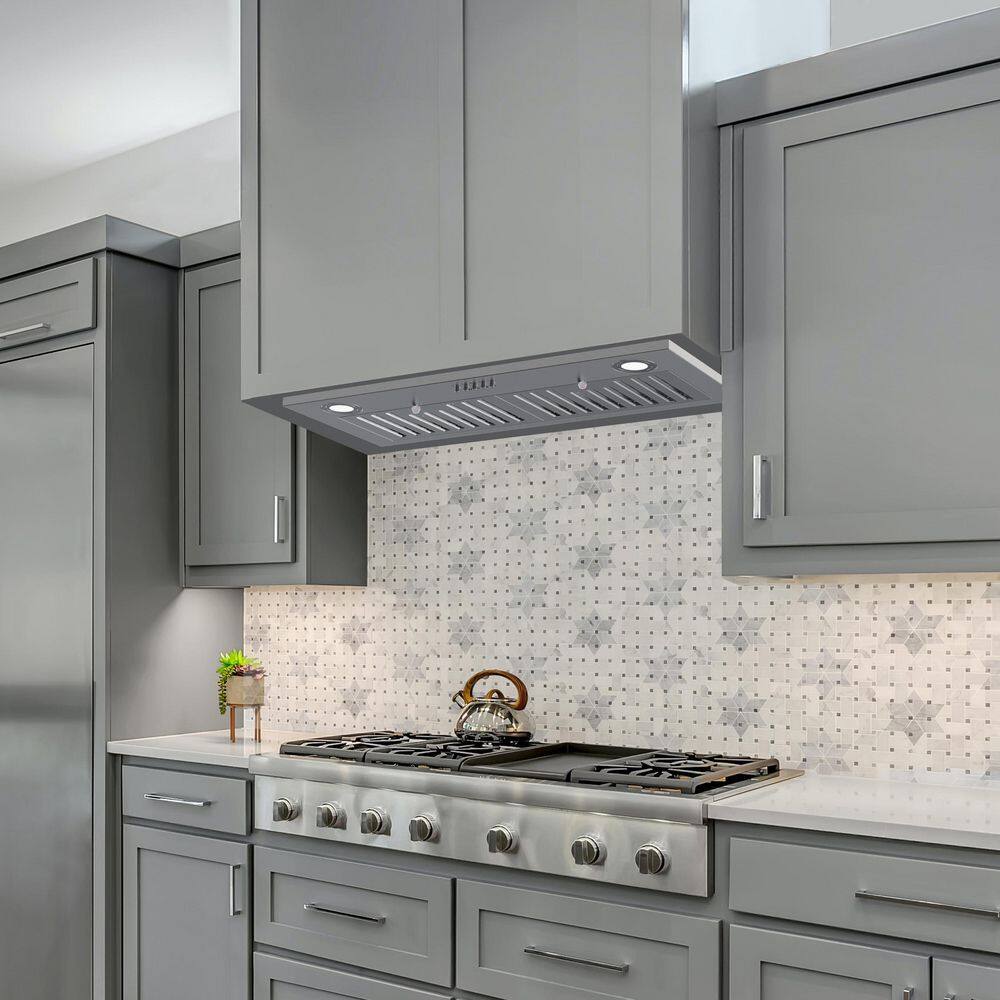 30-Inch Stainless Steel Convertible Insert Range Hood with Charcoal Filter