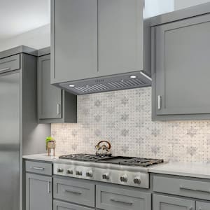 30 in. 343 CFM Built-in Insert Kitchen Vent Ducted/Ductless Convertible Range Hood in Stainless Steel with Carbon Filter