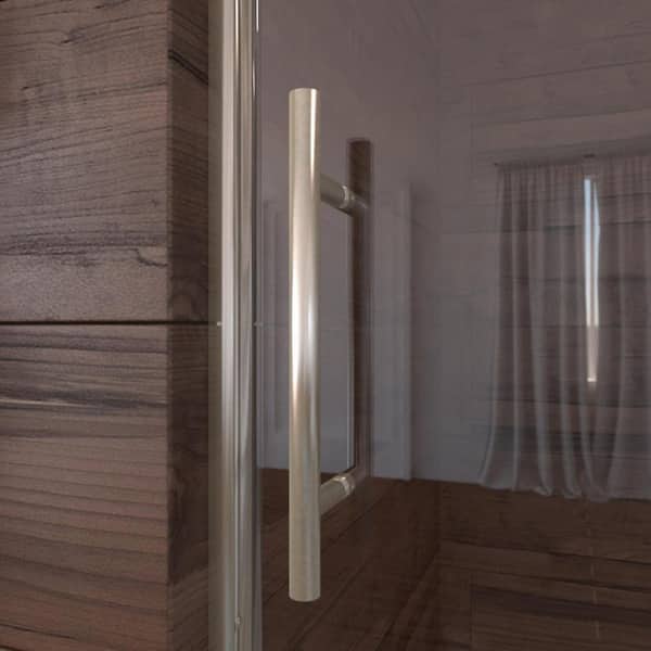 Luna Lite 48 in. W x 76 in. H Sliding Bypassing Frameless Shower Door in Brushed Nickel Finish with Clear Glass