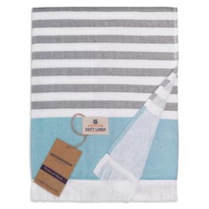 Peshtemal Beach Towels, Turkish Terry 35x60 Inches, Decorative Towels, Sky Blue