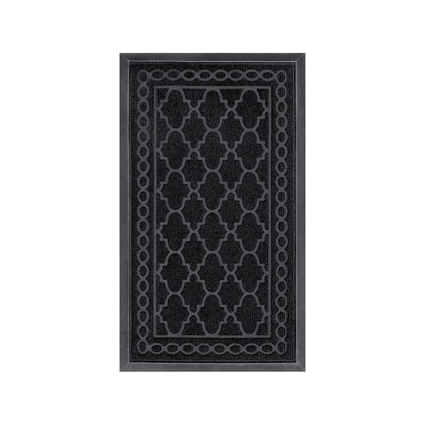 Geo Enkianthus 17 in. x 30 in. Black Non Slip Door Mat Indoor/Outdoor