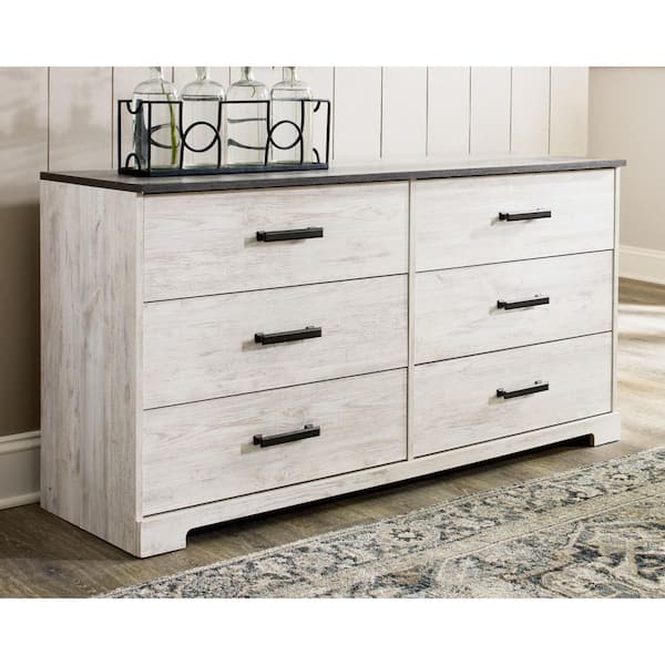 Signature DESIGN BY ASHLEY Shawburn Beige 6 Drawers 53 in. Dresser