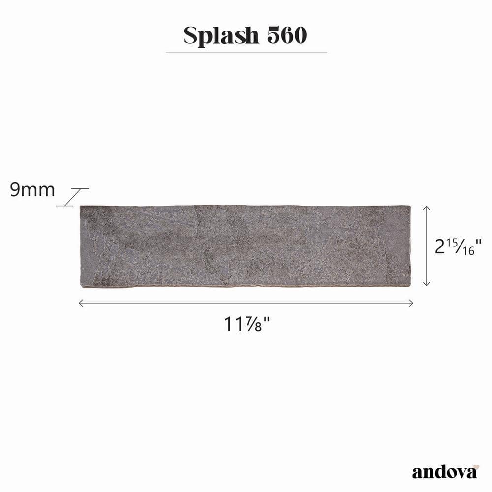 Splash Ink Black 3" x 12" Glossy Ceramic Subway Tile