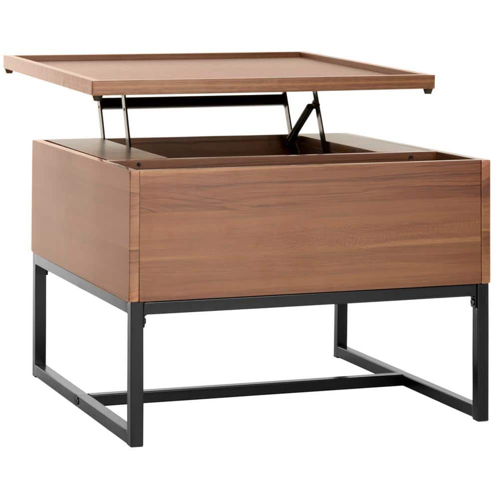 Kristie Dark Oak and Black Square Lift-Top Coffee Table