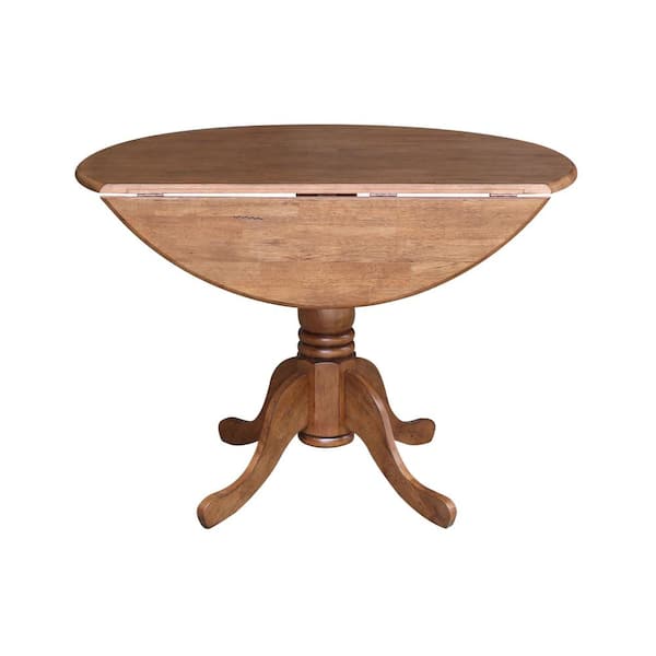 International Concepts Distressed Oak 42 In Round Drop Leaf Solid Wood Pedestal Table T42 42dp International Concepts Distressed Oak, 36 Round Drop Leaf Pedestal Table