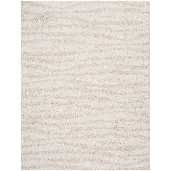 Nourison Modern Shag Ivory Beige 4 ft. x 6 ft. Abstract Contemporary Area Rug