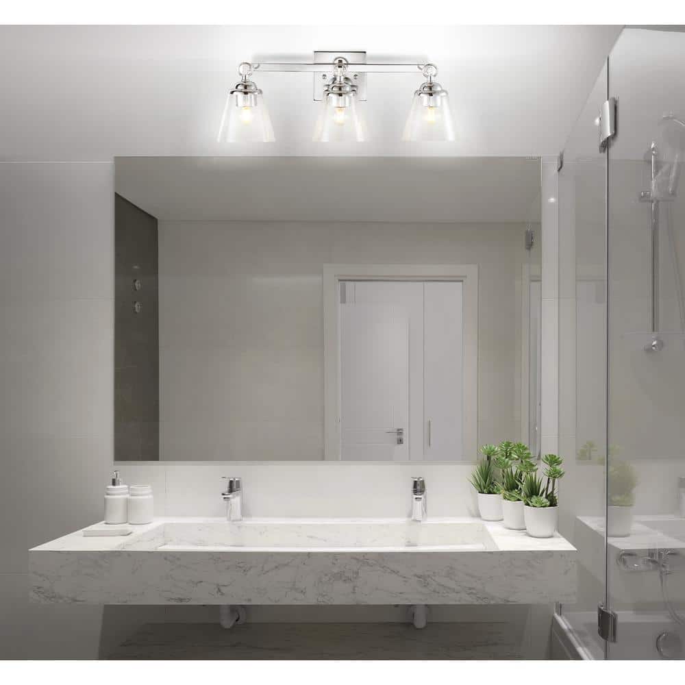 Marion 21" Polished Chrome 3-Light Vanity Sconce with Clear Glass