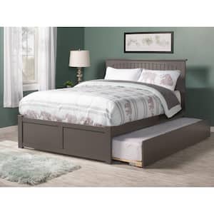Nantucket Gray Solid Wood Frame King Platform Bed with Twin XL Trundle and Footboard