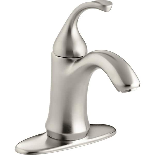 KOHLER Forte Single Hole Single-Handle Low-Arc Water-Saving Bathroom Faucet in Vibrant Brushed Nickel
