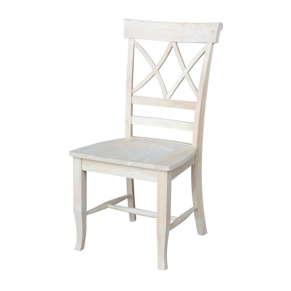 Set of Two White Wood Lattice Dining Chairs