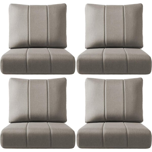 Ivora 24 in. W x 24 in. D x 6 in. T 8-Piece Water & Fade Resistant Outdoor Lounge Chair Replacement Cushion Set in Gray