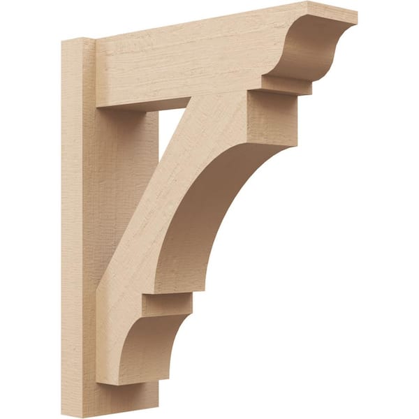 Ekena Millwork 6 in. x 22 in. x 18 in. Balboa Traditional Rough Cedar Woodgrain Timberthane Polyurethane Outlooker, Primed Tan