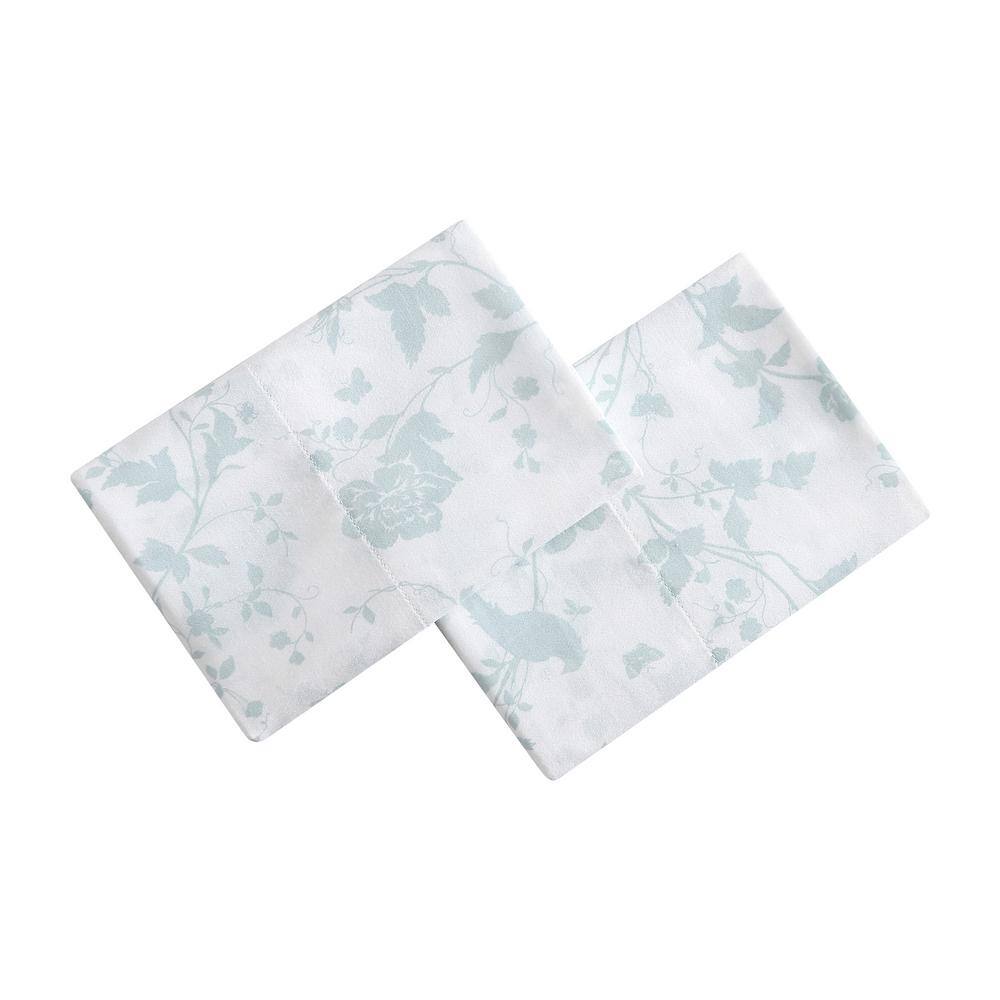 Garden Palace Blue Floral Cotton Standard Pillowcase Pair