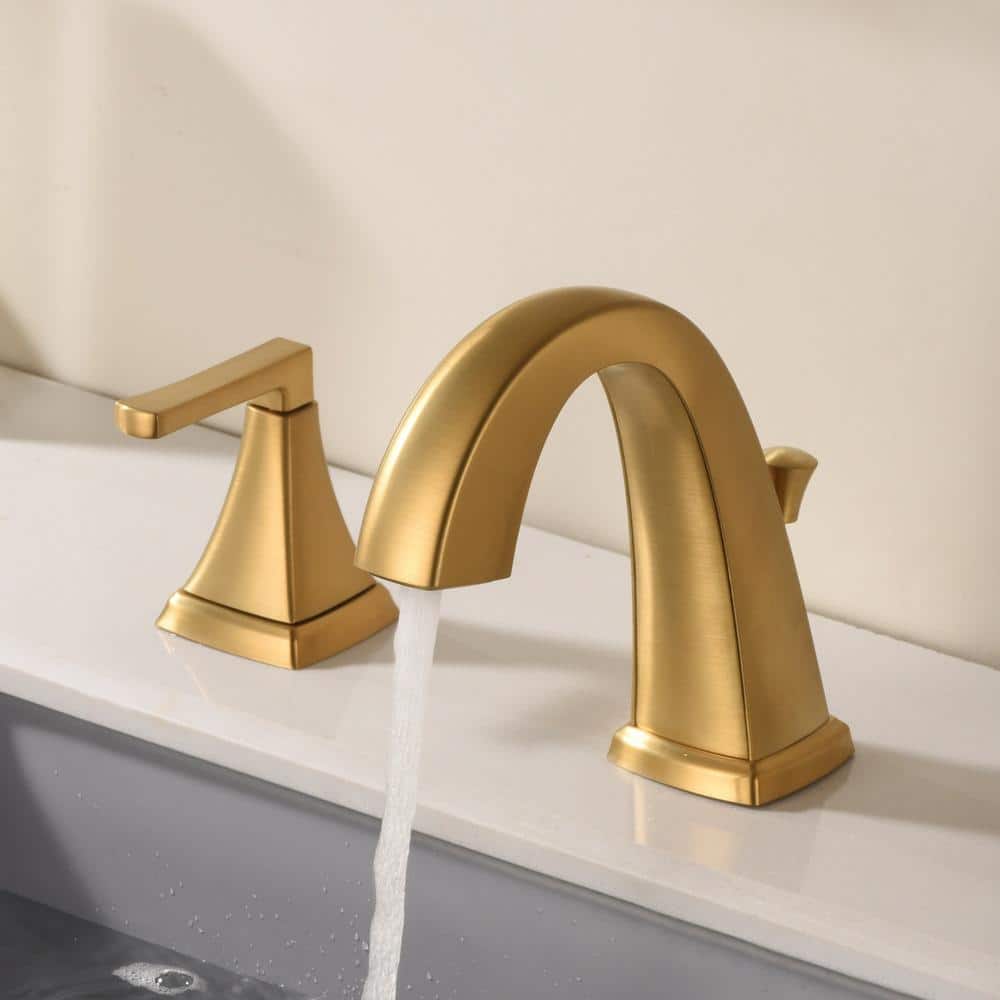 Brushed Gold Stainless Steel 2-Handle Bathroom Faucet with Drain Assembly