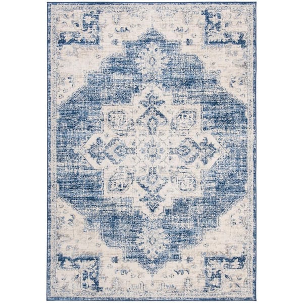 SAFAVIEH Brentwood Ivory/Navy 6 ft. x 9 ft. Border Area Rug
