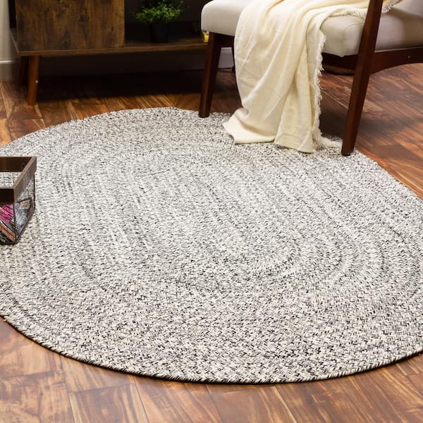 Braided Farmhouse Black 5 ft. x 7 ft. Oval Cotton Area Rug