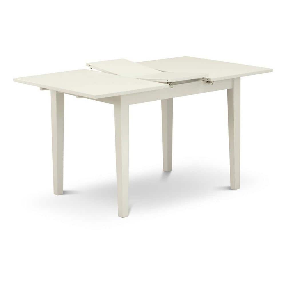 Linen White Rectangular Dining Set with Rubber Wood Chairs