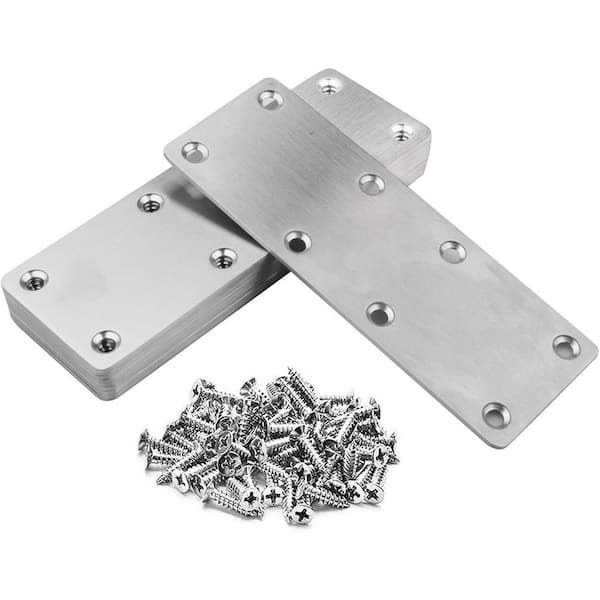 5.51 in. x 2 in. Straight Brace Flat Bracket Mending Plate, 1.9 mm Thickness with 201 Stainless Steel Screw, 10-Pack