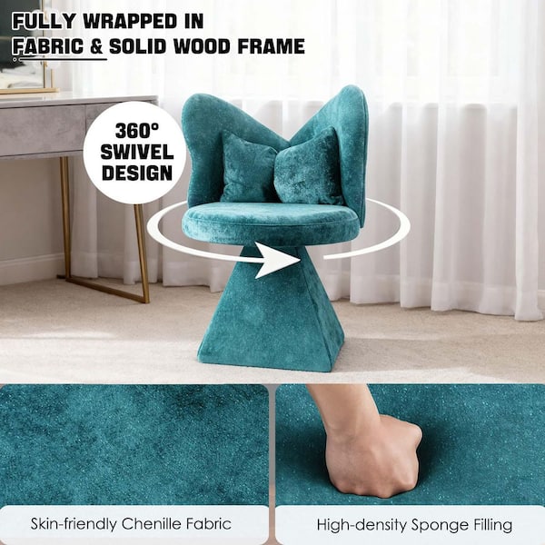 blue velvet dressing table chair Blue Velvet Dressing Table Stool - Handmade & Customizable main image 0