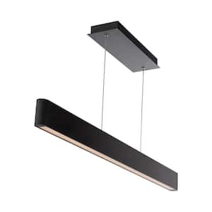 Volo 44 in. 200-Watt Equivalent Integrated LED Black Pendant with Acrylic Shade